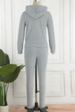 Pink Street Solid Draw String Hooded Collar Long Sleeve Two Pieces