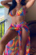 Colour Fashion Sexy Print Backless Strap Design Swimwears Three-piece Set