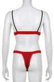 Red Sexy Solid Patchwork Feathers Christmas Day Swimwears