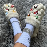 Apricot Casual Living Patchwork Round Keep Warm Comfortable Shoes
