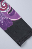 Black Sexy Print Mesh Half A Turtleneck Pencil Skirt Dresses