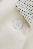 White Sexy Solid Patchwork Buttons Turn-back Collar Outerwear