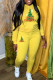 Yellow Casual Print Patchwork Hooded Collar Long Sleeve Two Pieces