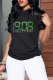 Black Street Daily Print Letter O Neck T-Shirts