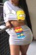 Grey Street Character Letter O Neck Long Sleeve Two Pieces
