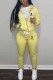 Yellow Sportswear Print Letter Hooded Collar Long Sleeve Two Pieces