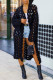 Black Casual Solid Hollowed Out Patchwork Cardigan Collar Outerwear