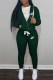 Ink Green Sportswear Print Letter Hooded Collar Long Sleeve Two Pieces