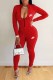 Red Sportswear Print Patchwork Letter Zipper Collar Jumpsuits