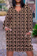 Coffee Casual Print Patchwork Basic V Neck Long Sleeve Dresses