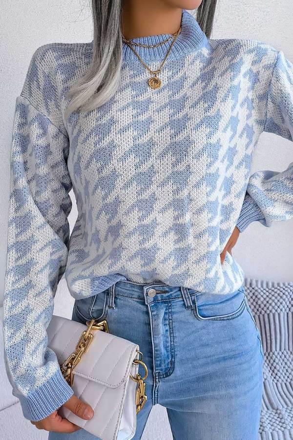 Blue Casual Patchwork O Neck Tops