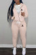 Orange Sportswear Print Letter Hooded Collar Long Sleeve Two Pieces