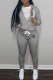 Grey Sportswear Print Letter Hooded Collar Long Sleeve Two Pieces