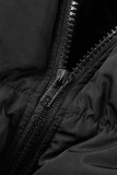 Black Casual Solid Patchwork Zipper Outerwear