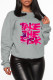 Grey Street Print Letter O Neck Tops