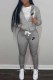 Grey Sportswear Print Letter Hooded Collar Long Sleeve Two Pieces