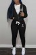 Black Sportswear Print Letter Hooded Collar Long Sleeve Two Pieces