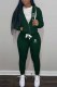 Ink Green Sportswear Print Letter Hooded Collar Long Sleeve Two Pieces