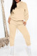 Khaki Casual Solid Patchwork Hooded Collar Long Sleeve Two Pieces