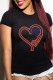 Black Casual Street Print Patchwork Letter O Neck T-Shirts