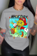 Grey Casual Simplicity Print Patchwork O Neck T-Shirts