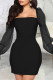 Black Sexy Solid Patchwork Square Collar One Step Skirt Dresses