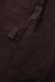Skin Color Casual Street Solid Patchwork Pocket Loose Low Waist Wide Leg Solid Color Bottoms
