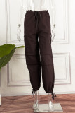 Skin Color Casual Street Solid Patchwork Pocket Loose Low Waist Wide Leg Solid Color Bottoms