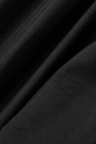 Black Casual Street Sportswear Solid Patchwork Loose Mid Waist Wide Leg Solid Color Bottoms