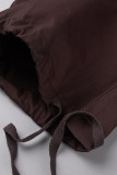 Skin Color Casual Street Solid Patchwork Pocket Loose Low Waist Wide Leg Solid Color Bottoms