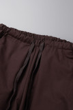 Skin Color Casual Street Solid Patchwork Pocket Loose Low Waist Wide Leg Solid Color Bottoms