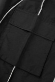 Black Casual Street Sportswear Solid Patchwork Loose Mid Waist Wide Leg Solid Color Bottoms