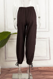 Skin Color Casual Street Solid Patchwork Pocket Loose Low Waist Wide Leg Solid Color Bottoms