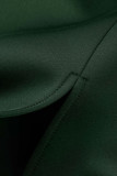 Ink Green Sexy Solid Hollowed Out Patchwork O Neck Evening Dress Dresses