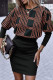Coffee Casual Print Patchwork O Neck Printed Dress Dresses