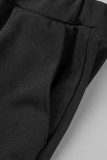 Coffee Casual Letter Print Patchwork Zipper Collar Long Sleeve Two Pieces