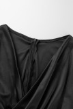 Pink Sexy Casual Solid Patchwork Fold Off the Shoulder Long Sleeve Dresses