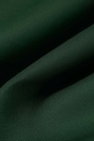Ink Green Sexy Solid Hollowed Out Patchwork O Neck Evening Dress Dresses