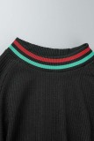 Black Casual Striped Basic Turtleneck Tops