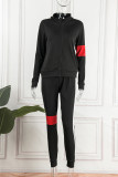 Blue Street Print Patchwork Zipper Collar Long Sleeve Two Pieces