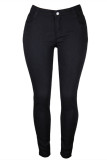 Black Fashion Casual Solid Basic High Waist Skinny Jeans