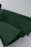 Ink Green Sexy Solid Hollowed Out Patchwork O Neck Evening Dress Dresses
