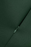 Ink Green Sexy Solid Hollowed Out Patchwork O Neck Evening Dress Dresses