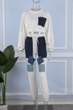 Black Casual Solid Patchwork O Neck Long Sleeve Two Pieces