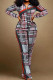 Red Casual Street Print Patchwork Zipper Long Sleeve Two Pieces