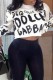 White Casual Letter Print Basic O Neck Tops