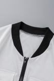 Pink Casual Solid Patchwork Zipper Collar Long Sleeve Two Pieces