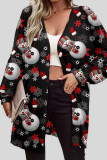 Santa Claus Casual Print Patchwork Cardigan Collar Outerwear