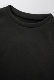 Coffee Casual Solid Patchwork O Neck Long Sleeve Two Pieces