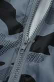 Red Casual Sportswear Camouflage Print Patchwork Zipper Collar Long Sleeve Two Pieces
